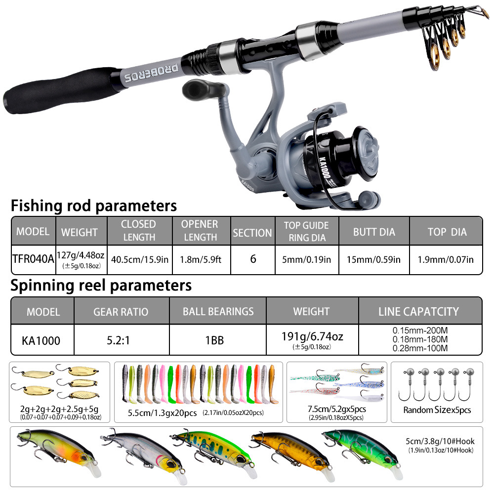 Portable Telescopic Fishing Ro - Freshwater Line recension och pris