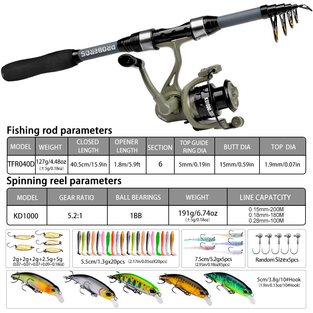 Portable Telescopic Fishing Ro - Freshwater Line recension och pris