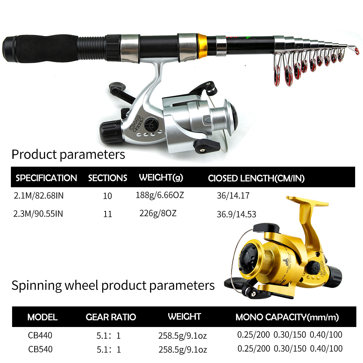 Portable 1.8m 2.1m Telescopic  - Freshwater Line recension och pris
